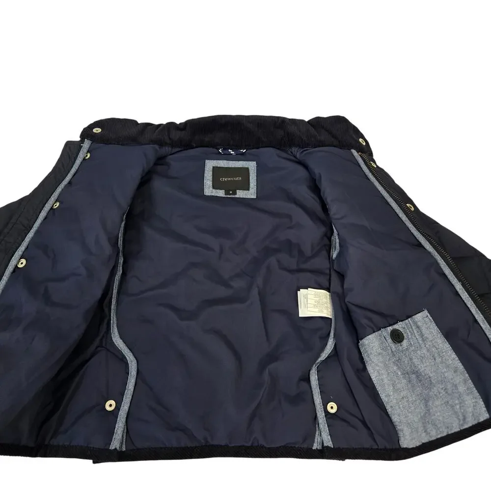 Crewcuts Boy’s Quilted Field Jacket Midnight Navy Blue with Corduroy Trim Size 2